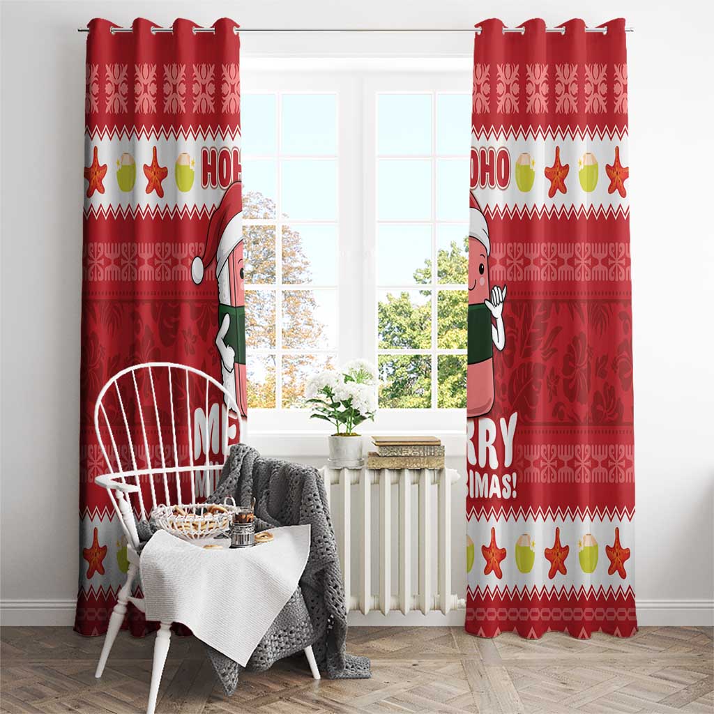 Hawaii Funny Christmas Window Curtain Spam Musubi Santa LT05 - Polynesian Pride