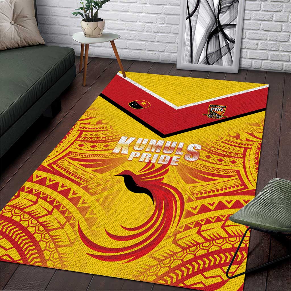 Papua New Guinea Rugby Area Rug Kumul Pride Go Champions LT05 Yellow - Polynesian Pride