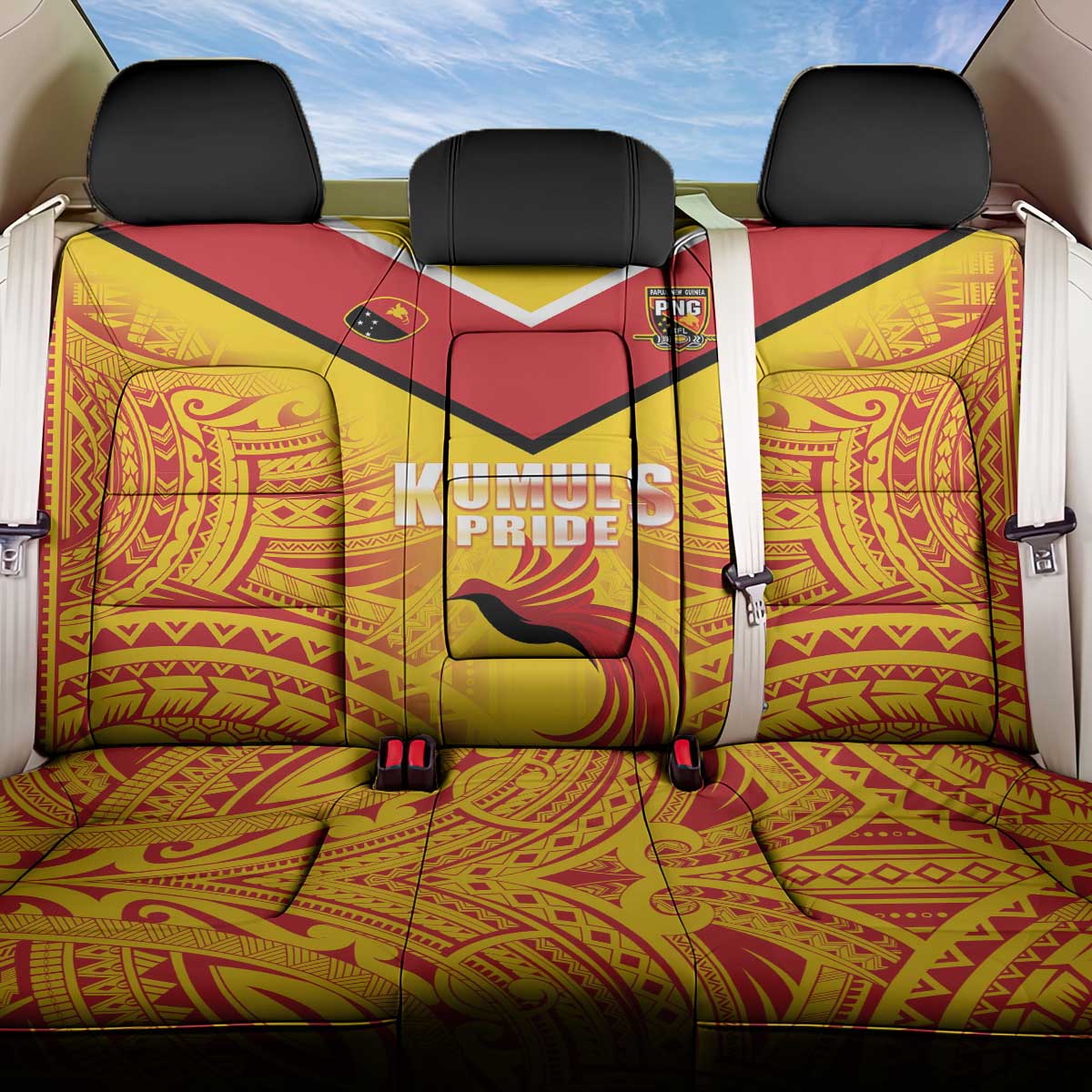 Papua New Guinea Rugby Back Car Seat Cover Kumul Pride Go Champions LT05 One Size Yellow - Polynesian Pride