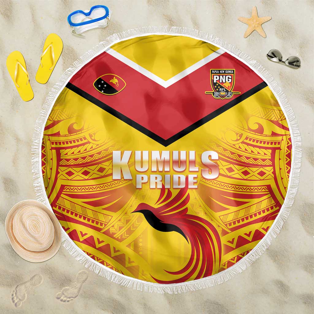 Papua New Guinea Rugby Beach Blanket Kumul Pride Go Champions LT05 One Size 150cm Yellow - Polynesian Pride