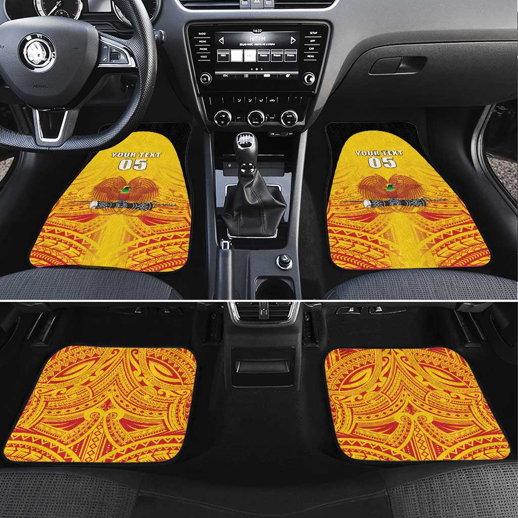 Papua New Guinea Rugby Car Mats Kumul Pride Go Champions LT05 Set 4pcs Yellow - Polynesian Pride