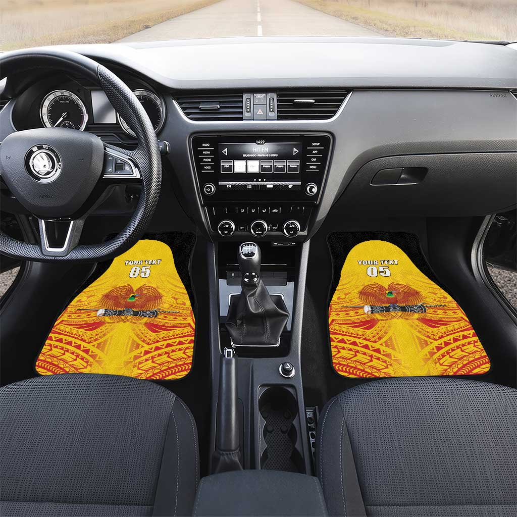 Papua New Guinea Rugby Car Mats Kumul Pride Go Champions LT05 Set 2pcs - Front Yellow - Polynesian Pride
