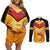 Papua New Guinea Rugby Custom Couples Matching Off Shoulder Short Dress and Long Sleeve Button Shirt Kumul Pride Go Champions