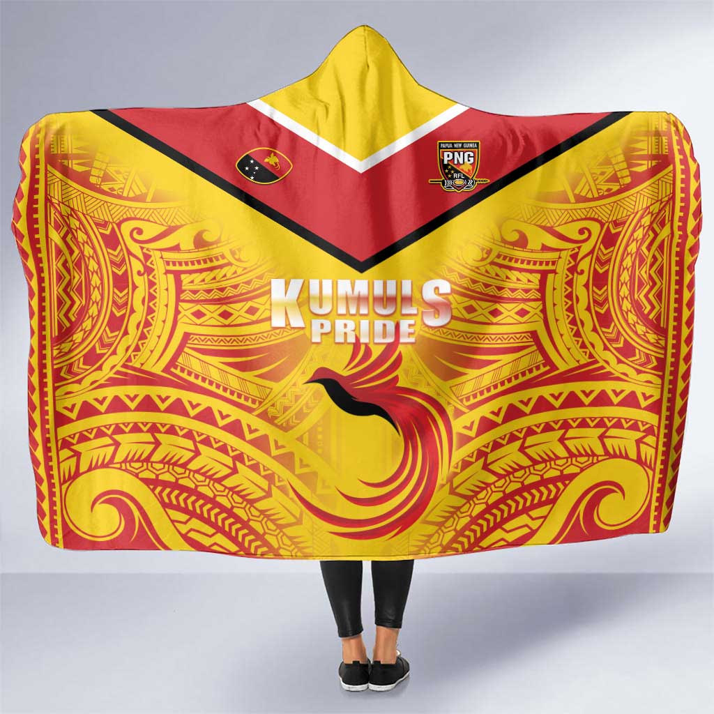 Papua New Guinea Rugby Hooded Blanket Kumul Pride Go Champions LT05 One Size Yellow - Polynesian Pride