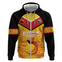 Papua New Guinea Rugby Custom Hoodie Kumul Pride Go Champions LT05 Zip Hoodie Yellow - Polynesian Pride