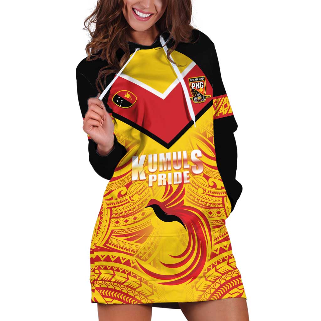 Papua New Guinea Rugby Custom Hoodie Dress Kumul Pride Go Champions LT05 Yellow - Polynesian Pride