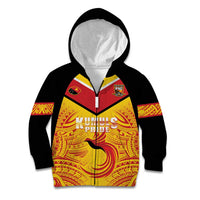 Papua New Guinea Rugby Custom Kid Hoodie Kumul Pride Go Champions LT05 Zip Hoodie Yellow - Polynesian Pride