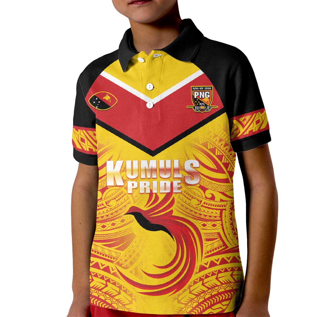 Papua New Guinea Rugby Custom Kid Polo Shirt Kumul Pride Go Champions LT05 Kid Yellow - Polynesian Pride
