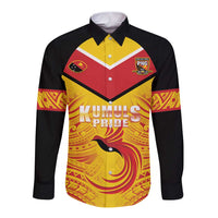 Papua New Guinea Rugby Custom Long Sleeve Button Shirt Kumul Pride Go Champions LT05 Unisex Yellow - Polynesian Pride