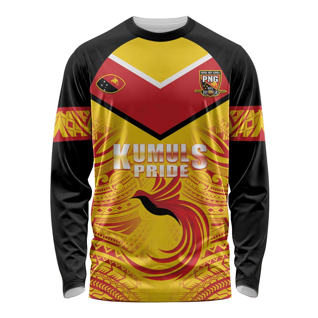 Papua New Guinea Rugby Custom Long Sleeve Shirt Kumul Pride Go Champions LT05 Unisex Yellow - Polynesian Pride