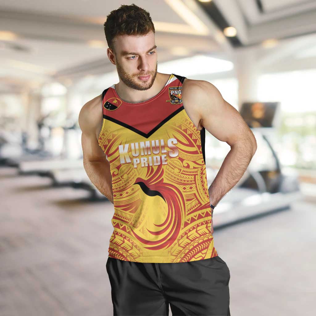 Papua New Guinea Rugby Custom Men Tank Top Kumul Pride Go Champions LT05 Yellow - Polynesian Pride