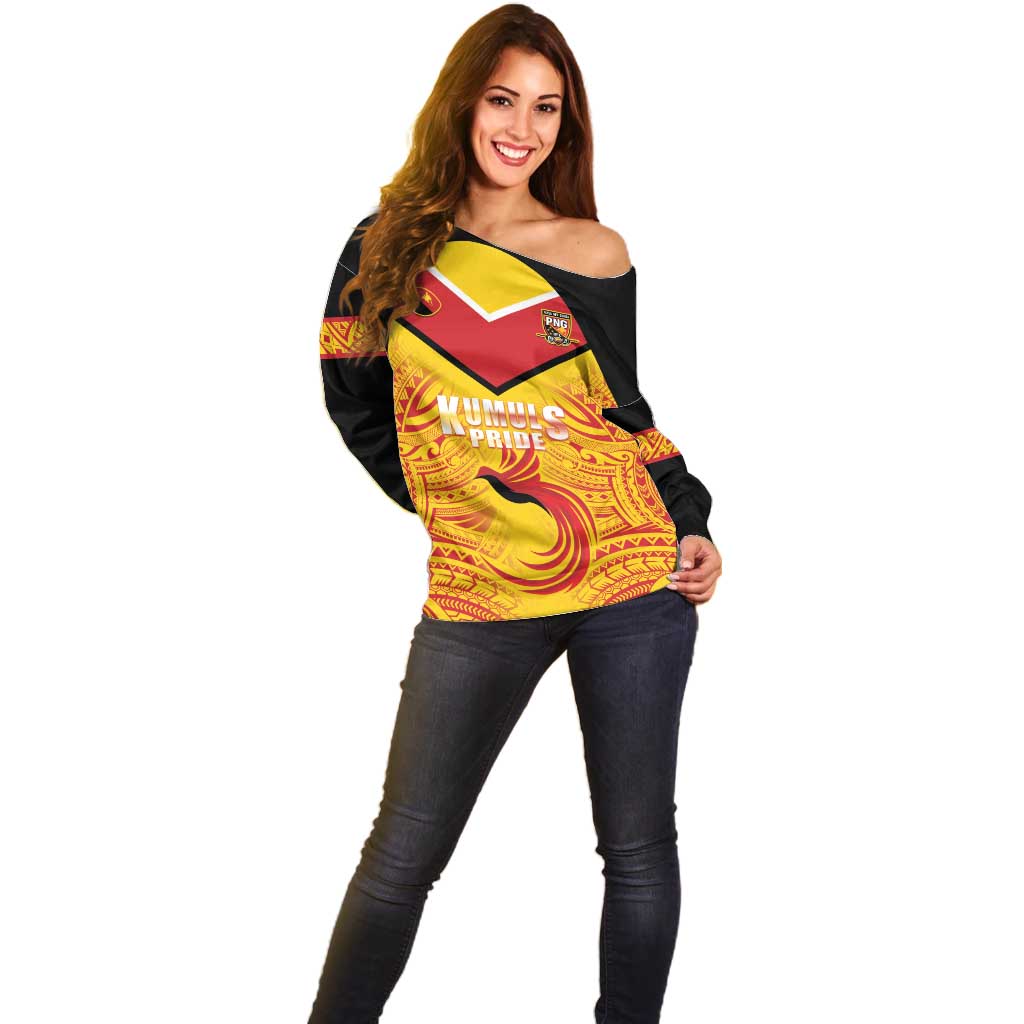 Papua New Guinea Rugby Custom Off Shoulder Sweater Kumul Pride Go Champions LT05 - Polynesian Pride
