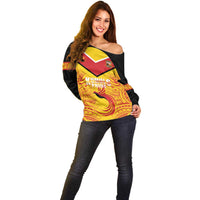 Papua New Guinea Rugby Custom Off Shoulder Sweater Kumul Pride Go Champions LT05 - Polynesian Pride