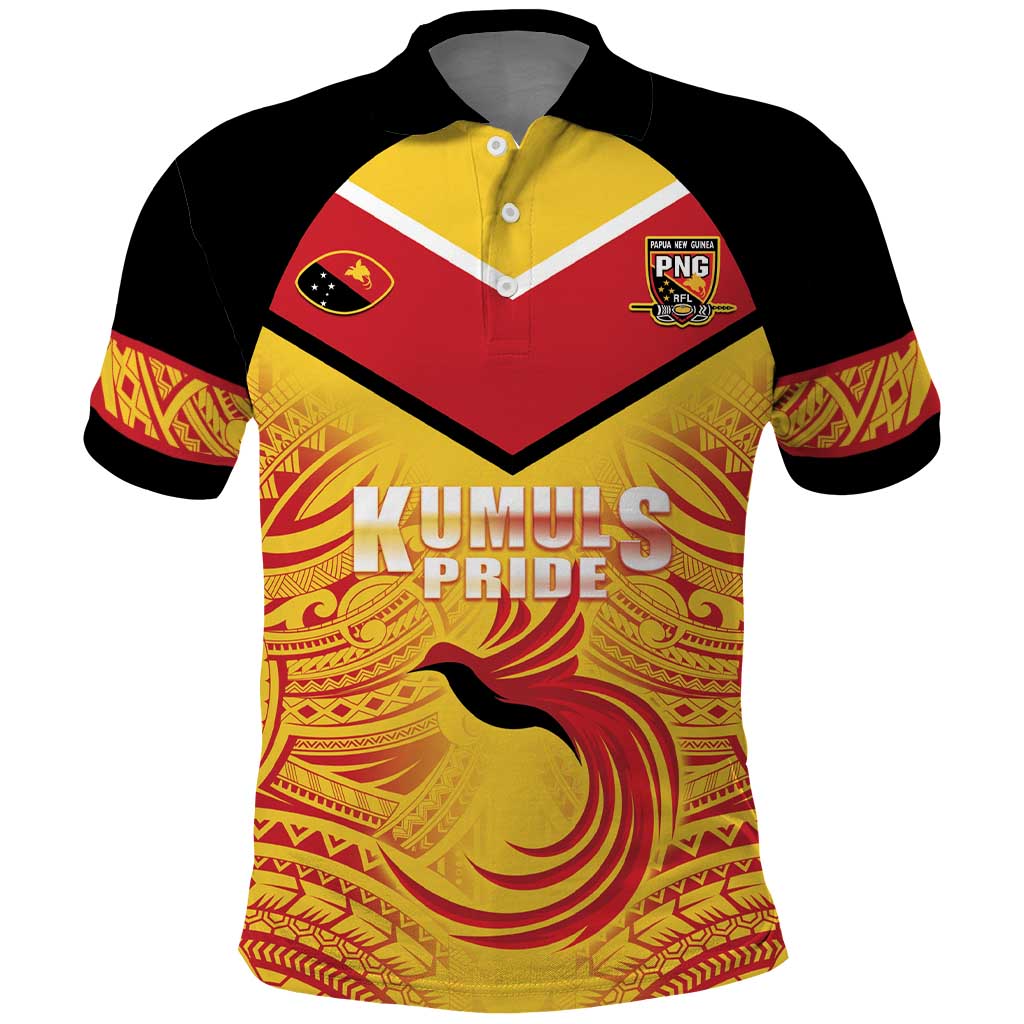 Papua New Guinea Rugby Custom Polo Shirt Kumul Pride Go Champions LT05 Yellow - Polynesian Pride