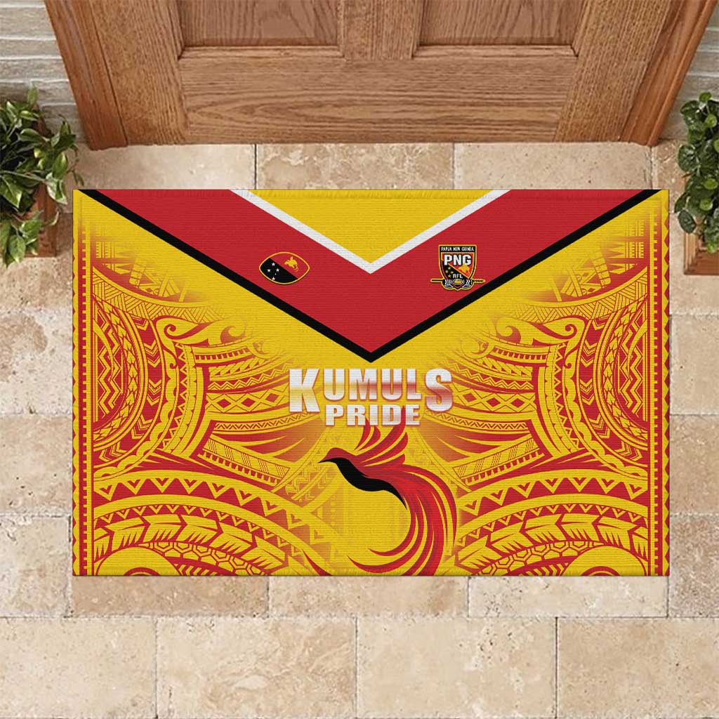Papua New Guinea Rugby Rubber Doormat Kumul Pride Go Champions LT05 Yellow - Polynesian Pride