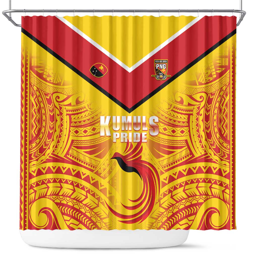 Papua New Guinea Rugby Shower Curtain Kumul Pride Go Champions LT05 Yellow - Polynesian Pride