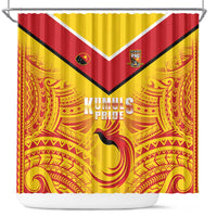 Papua New Guinea Rugby Shower Curtain Kumul Pride Go Champions LT05 Yellow - Polynesian Pride