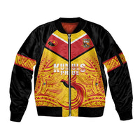 Papua New Guinea Rugby Custom Sleeve Zip Bomber Jacket Kumul Pride Go Champions LT05 Unisex Yellow - Polynesian Pride