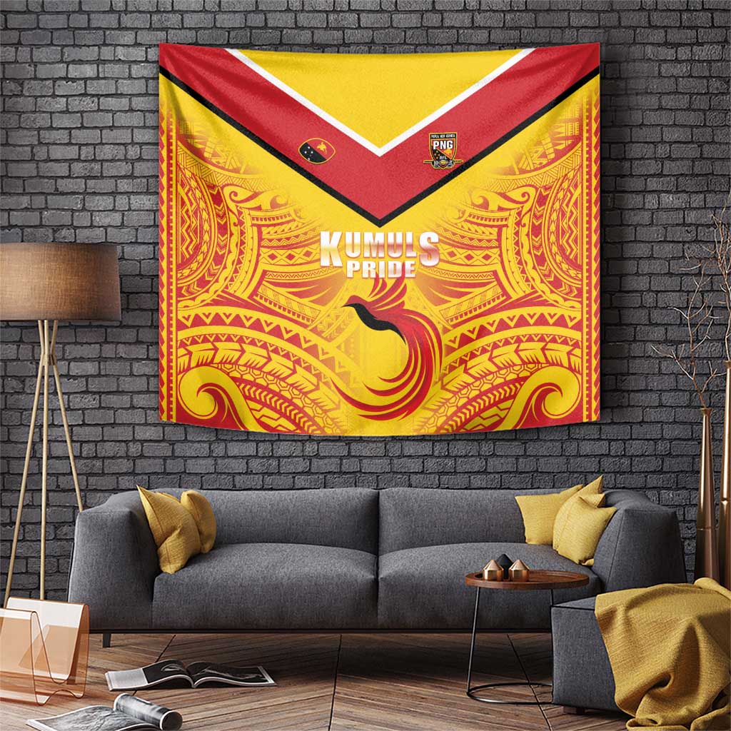Papua New Guinea Rugby Tapestry Kumul Pride Go Champions LT05 Yellow - Polynesian Pride