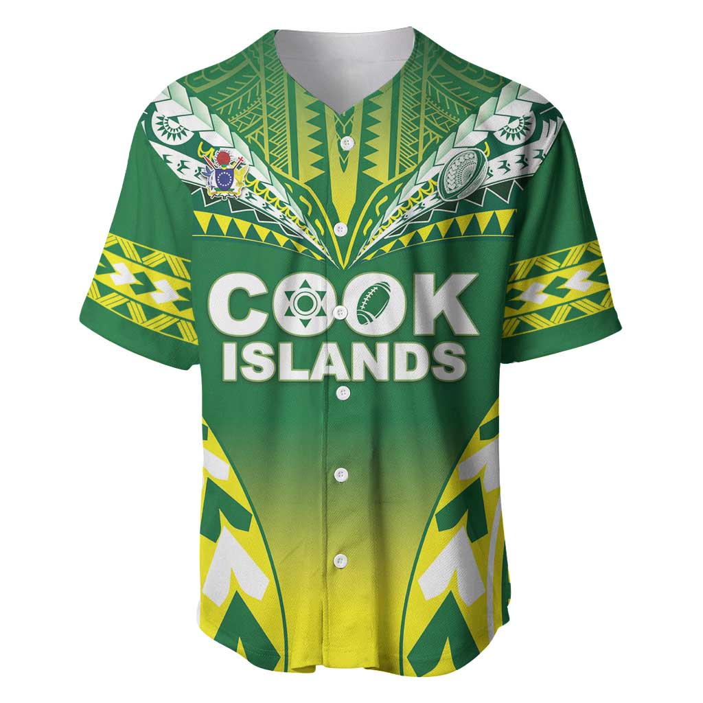 Cook Islands Rugby Custom Baseball Jersey The Kukis Go Champions LT05 Green - Polynesian Pride