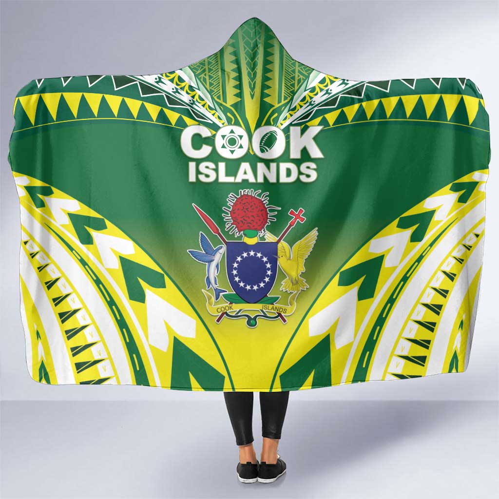 Cook Islands Rugby Hooded Blanket The Kukis Go Champions LT05 One Size Green - Polynesian Pride