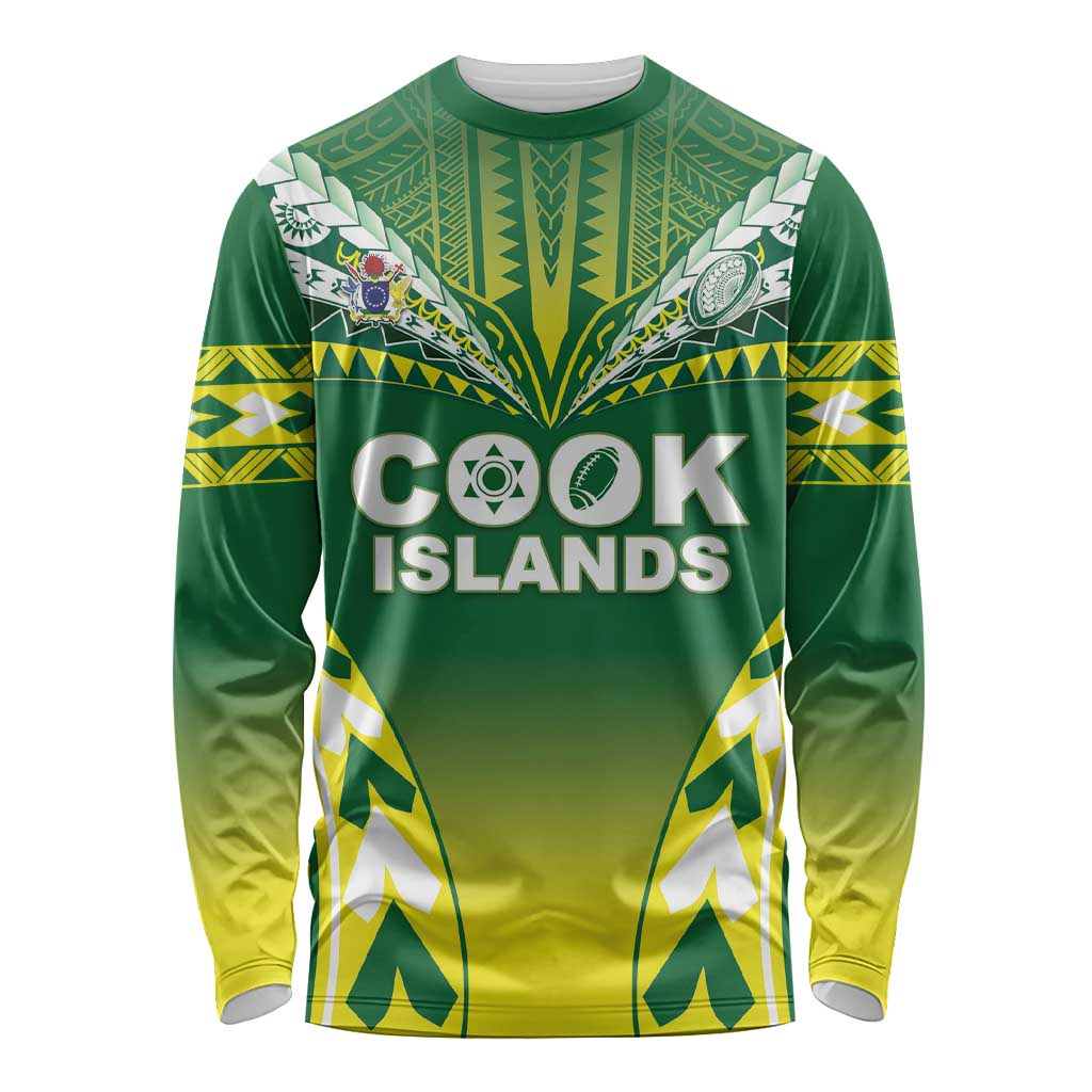 Cook Islands Rugby Custom Long Sleeve Shirt The Kukis Go Champions LT05 Unisex Green - Polynesian Pride