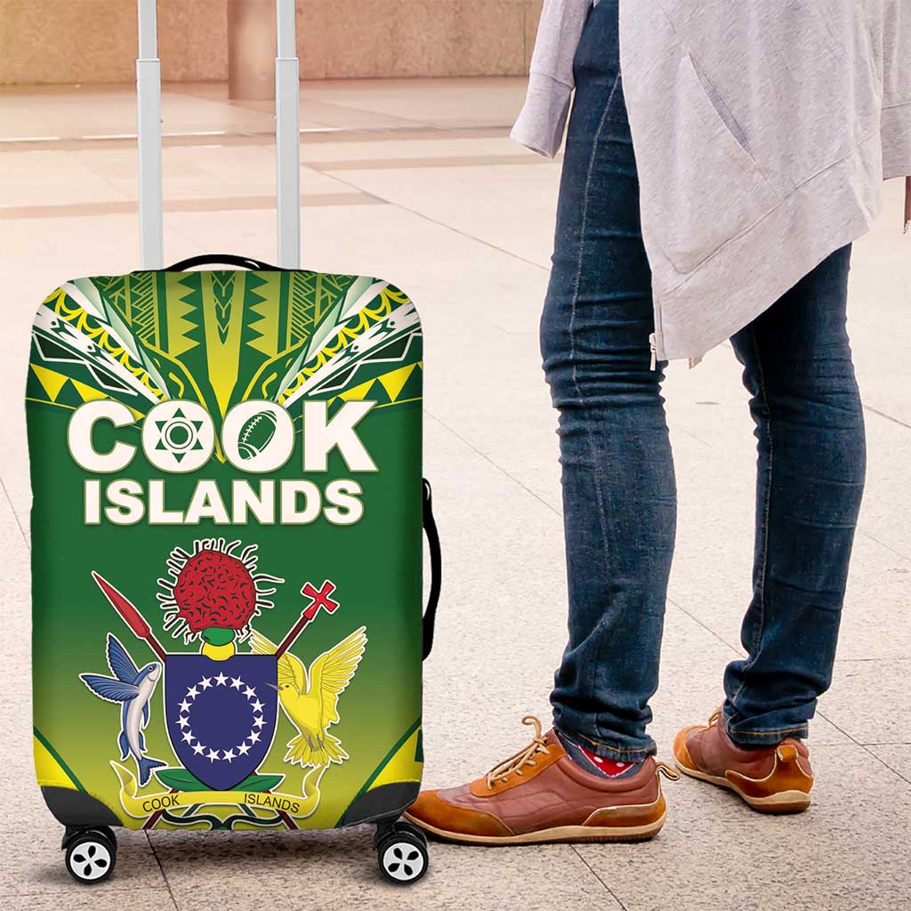 Cook Islands Rugby Luggage Cover The Kukis Go Champions LT05 Green - Polynesian Pride