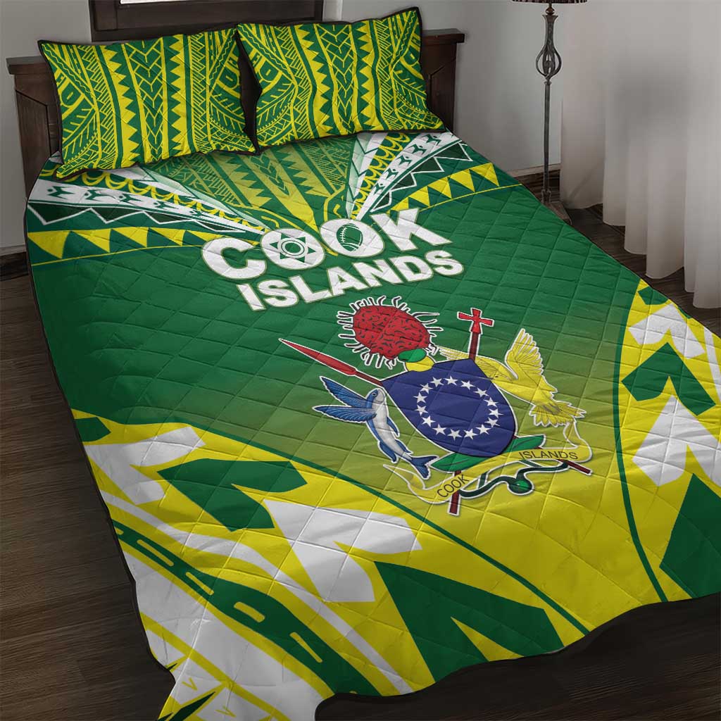 Cook Islands Rugby Quilt Bed Set The Kukis Go Champions LT05 Green - Polynesian Pride