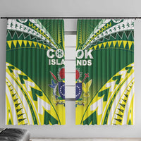 Cook Islands Rugby Window Curtain The Kukis Go Champions LT05 With Hooks Green - Polynesian Pride