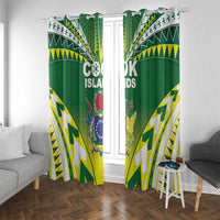 Cook Islands Rugby Window Curtain The Kukis Go Champions LT05 With Grommets Green - Polynesian Pride
