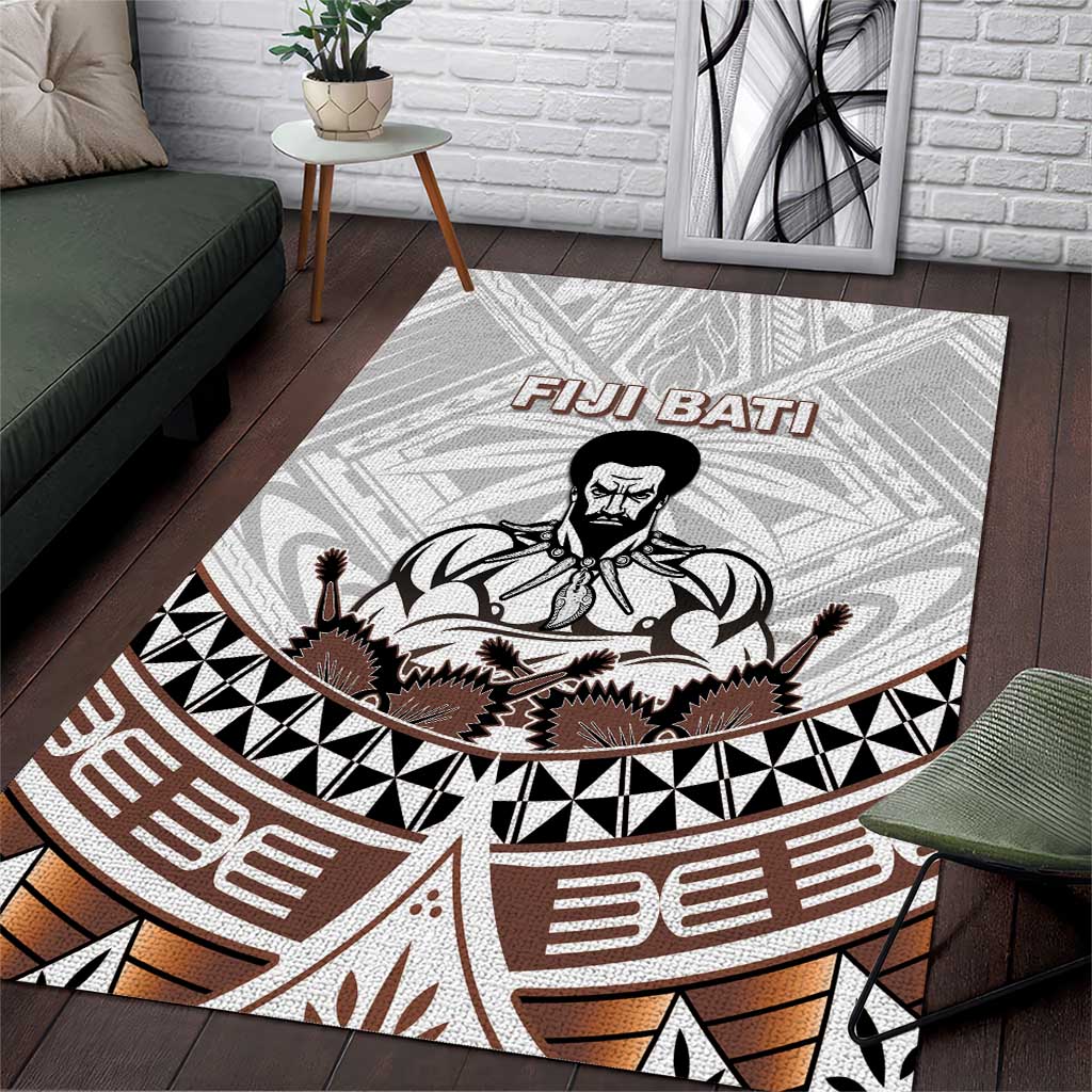 Fiji Rugby Area Rug Fijian Bati Go Champions LT05 White - Polynesian Pride