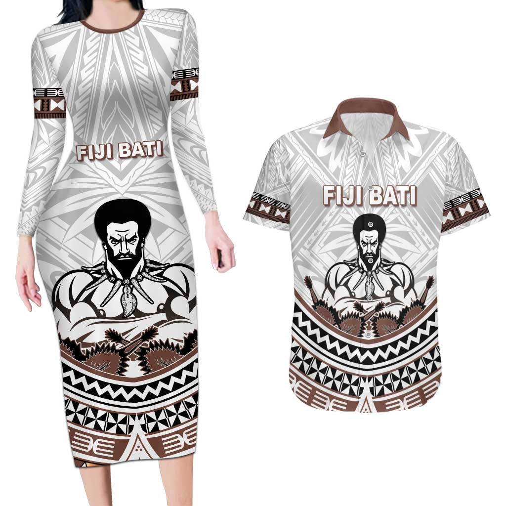 Fiji Rugby Custom Couples Matching Long Sleeve Bodycon Dress and Hawaiian Shirt Fijian Bati Go Champions