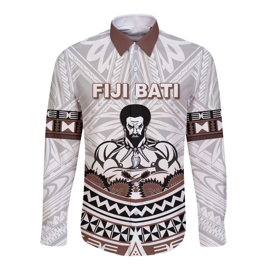 Fiji Rugby Custom Long Sleeve Button Shirt Fijian Bati Go Champions LT05 Unisex White - Polynesian Pride