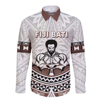 Fiji Rugby Custom Long Sleeve Button Shirt Fijian Bati Go Champions LT05 Unisex White - Polynesian Pride