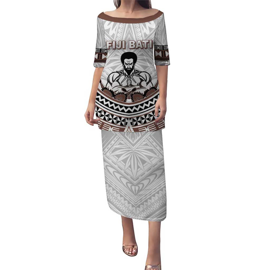 Fiji Rugby Custom Puletasi Fijian Bati Go Champions LT05 Long Dress White - Polynesian Pride