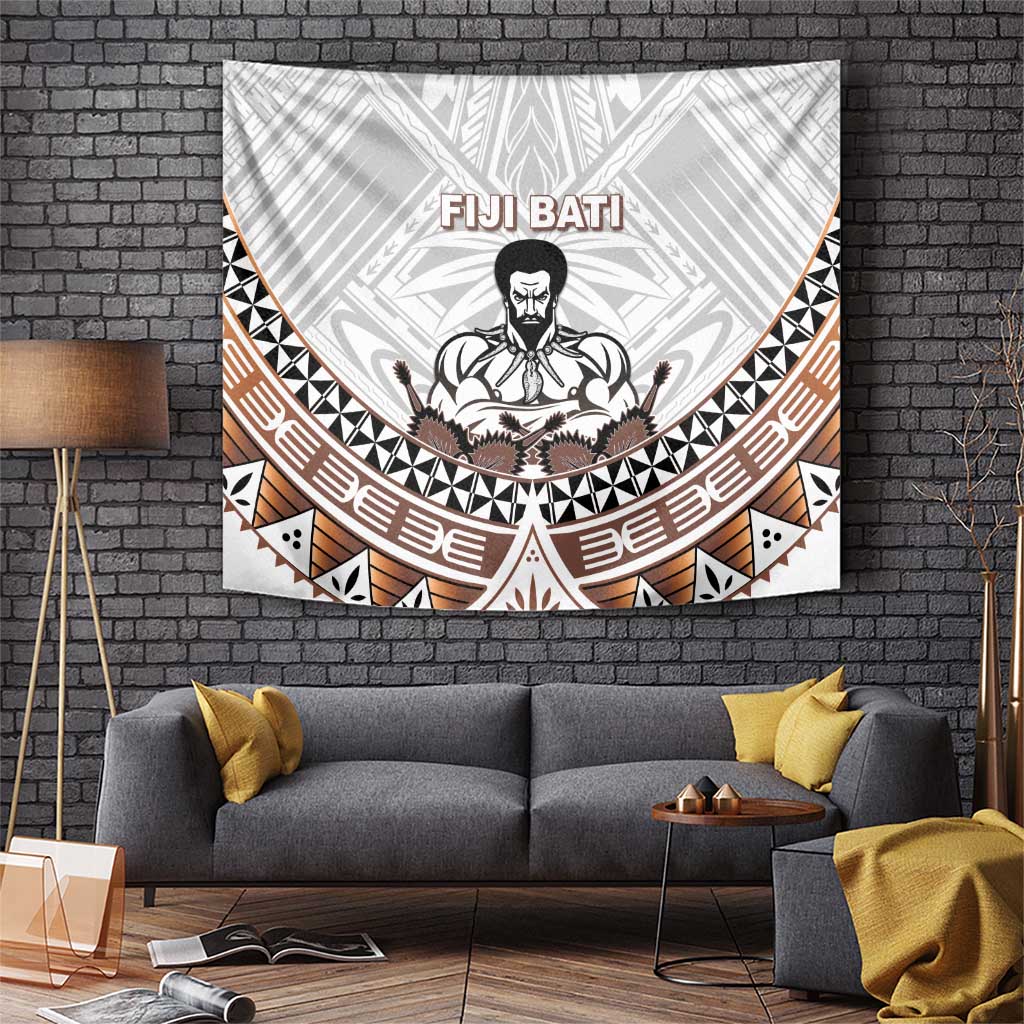 Fiji Rugby Tapestry Fijian Bati Go Champions LT05 White - Polynesian Pride