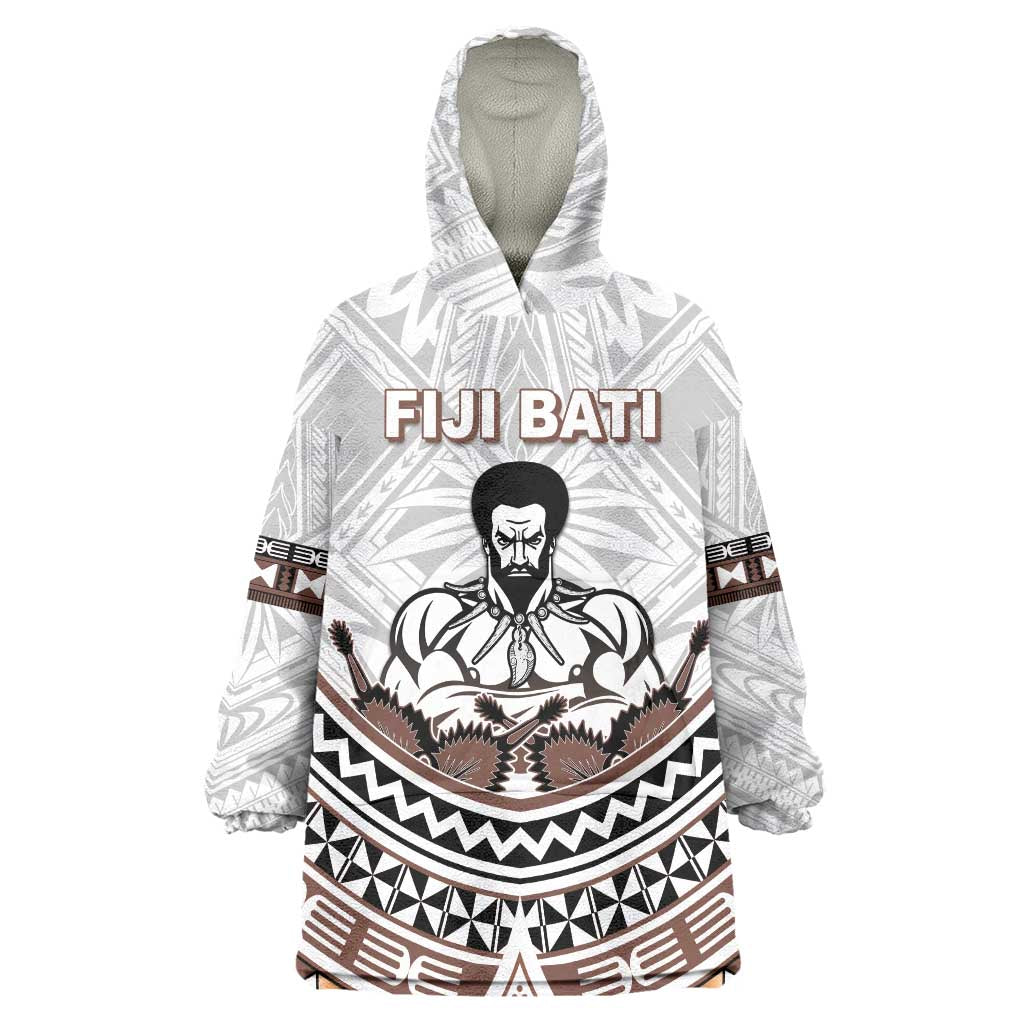 Fiji Rugby Custom Wearable Blanket Hoodie Fijian Bati Go Champions LT05 One Size White - Polynesian Pride