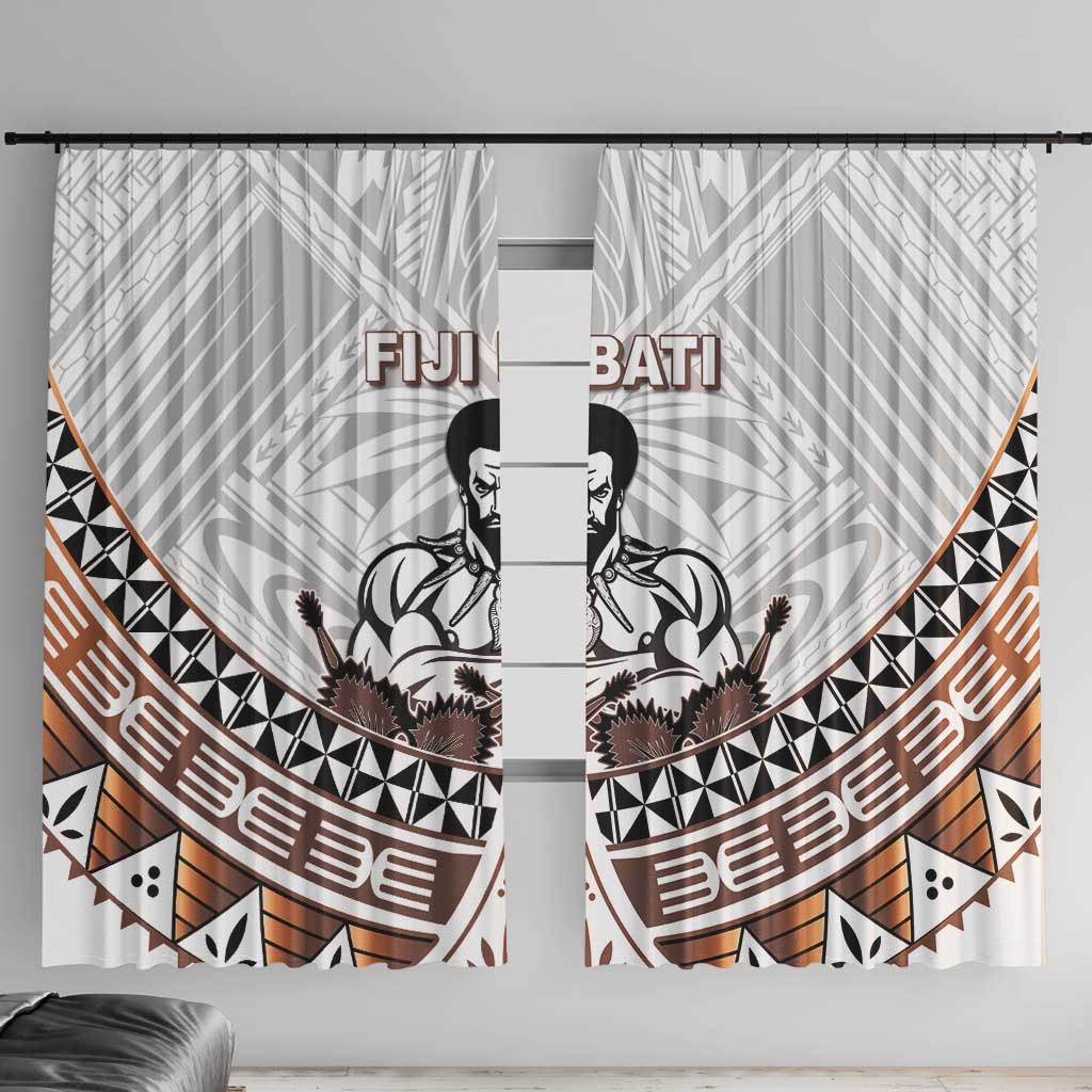 Fiji Rugby Window Curtain Fijian Bati Go Champions LT05 With Hooks White - Polynesian Pride