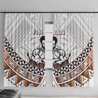 Fiji Rugby Window Curtain Fijian Bati Go Champions LT05 With Hooks White - Polynesian Pride