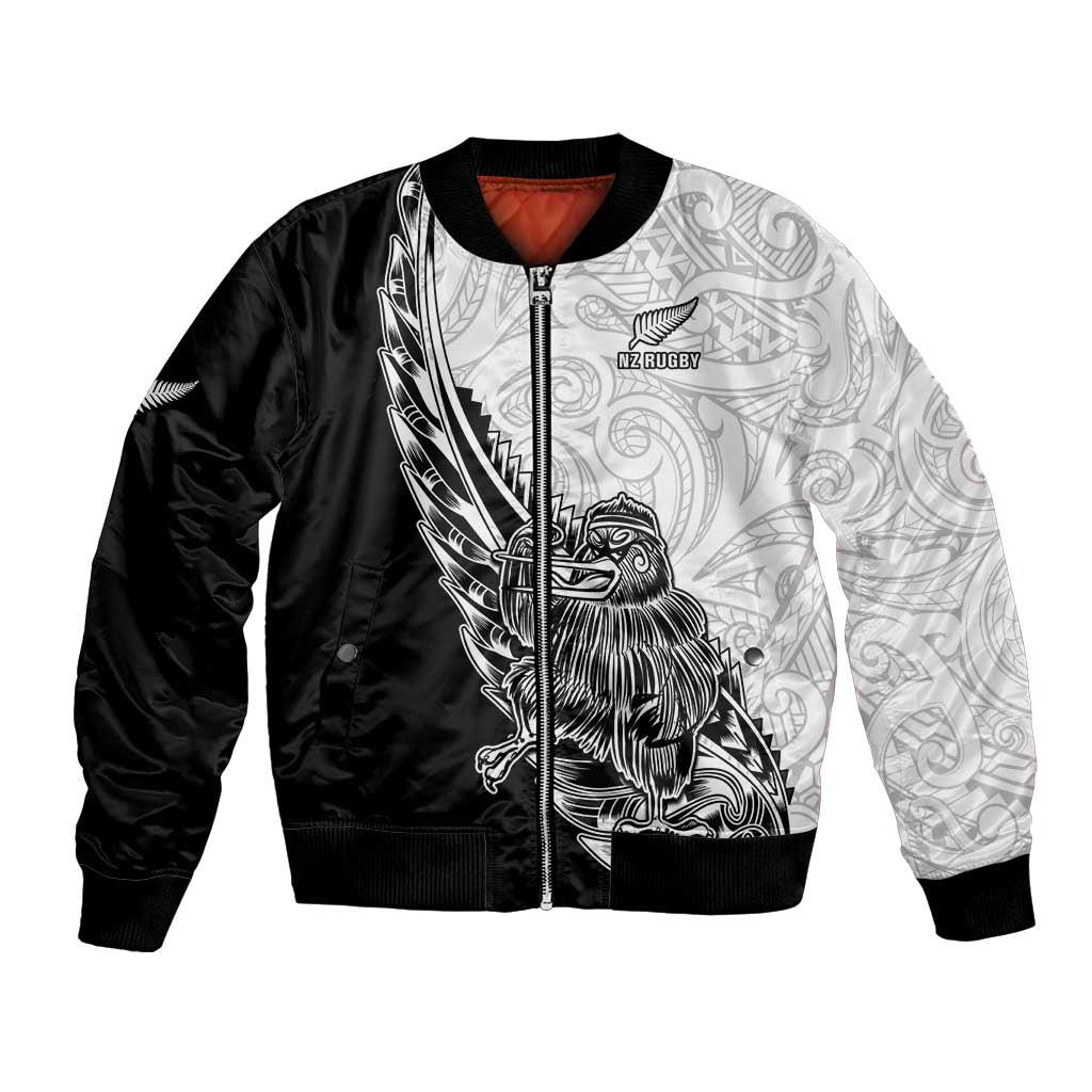 New Zealand Kiwi Rugby Custom Bomber Jacket Go Champions Maori Pattern LT05 Unisex White - Polynesian Pride