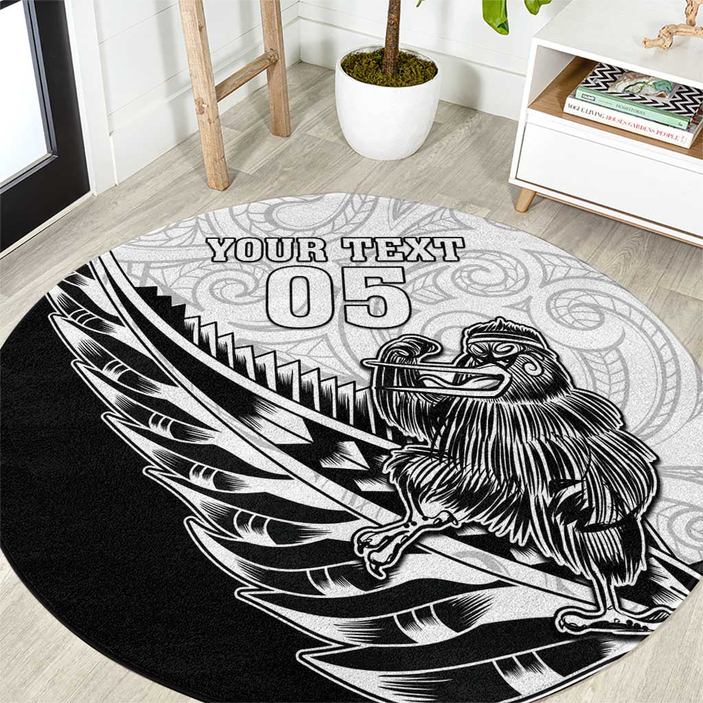 New Zealand Kiwi Rugby Custom Round Carpet Go Champions Maori Pattern LT05 White - Polynesian Pride