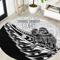 New Zealand Kiwi Rugby Custom Round Carpet Go Champions Maori Pattern LT05 White - Polynesian Pride