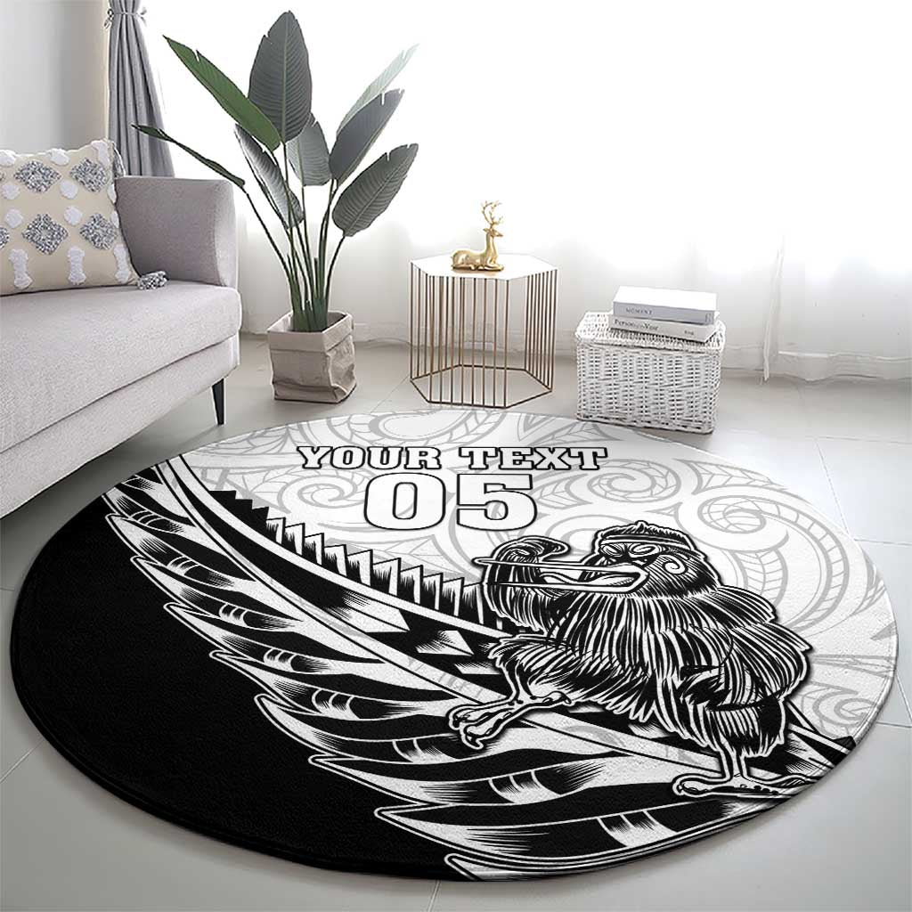 New Zealand Kiwi Rugby Custom Round Carpet Go Champions Maori Pattern LT05 - Polynesian Pride