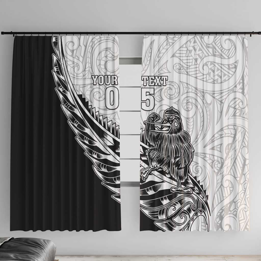 New Zealand Kiwi Rugby Custom Window Curtain Go Champions Maori Pattern LT05 With Hooks White - Polynesian Pride