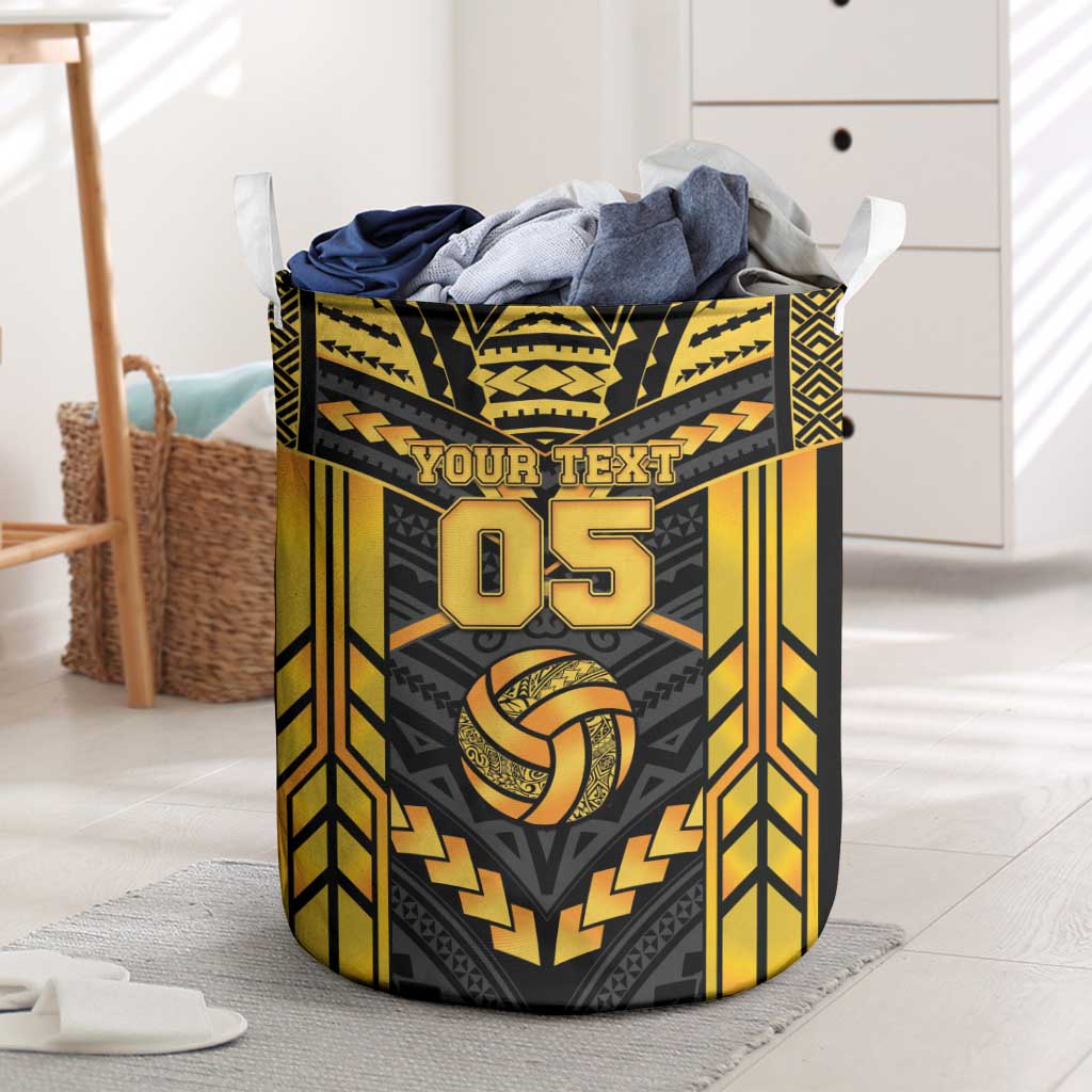 Custom Polynesia Beach Volleyball Laundry Basket Gold Polynesian Tribal Pattern LT05 Gold - Polynesian Pride