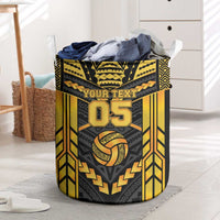 Custom Polynesia Beach Volleyball Laundry Basket Gold Polynesian Tribal Pattern LT05 Gold - Polynesian Pride