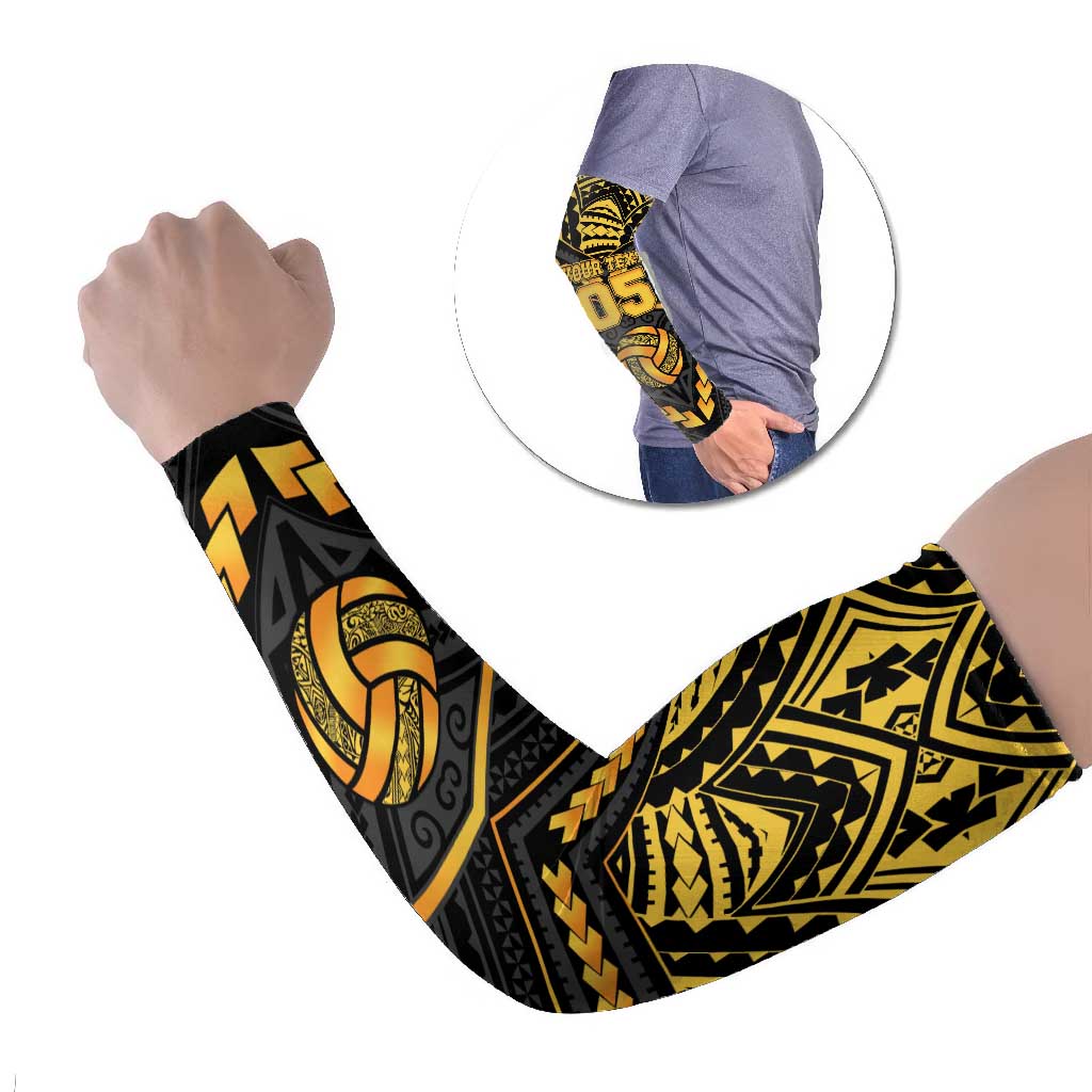 Custom Polynesia Beach Volleyball Arm Sleeves Gold Polynesian Tribal Pattern LT05 Set of 2 Gold - Polynesian Pride