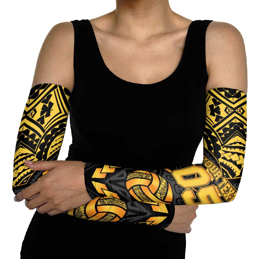 Custom Polynesia Beach Volleyball Arm Sleeves Gold Polynesian Tribal Pattern LT05 - Polynesian Pride