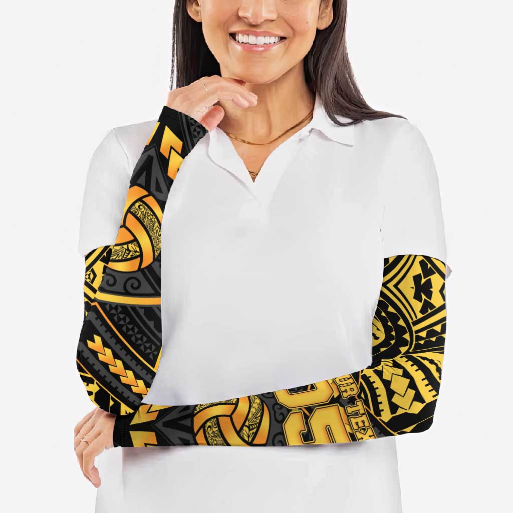 Custom Polynesia Beach Volleyball Arm Sleeves Gold Polynesian Tribal Pattern LT05 - Polynesian Pride