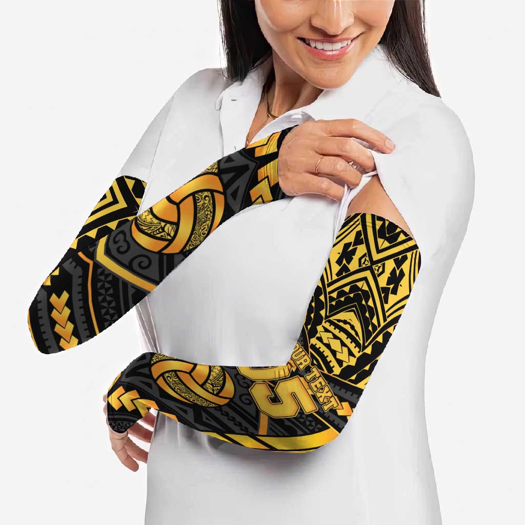 Custom Polynesia Beach Volleyball Arm Sleeves Gold Polynesian Tribal Pattern LT05 - Polynesian Pride